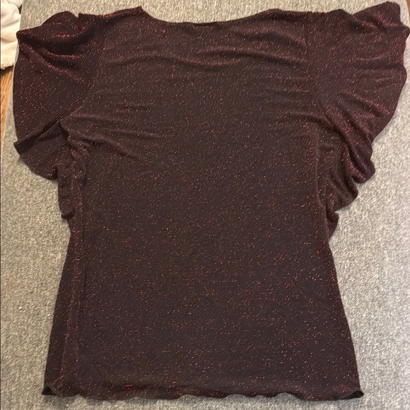 Elegant Butterfly wing Black and Red Sparkly Women's Top - Picture 5 of 5